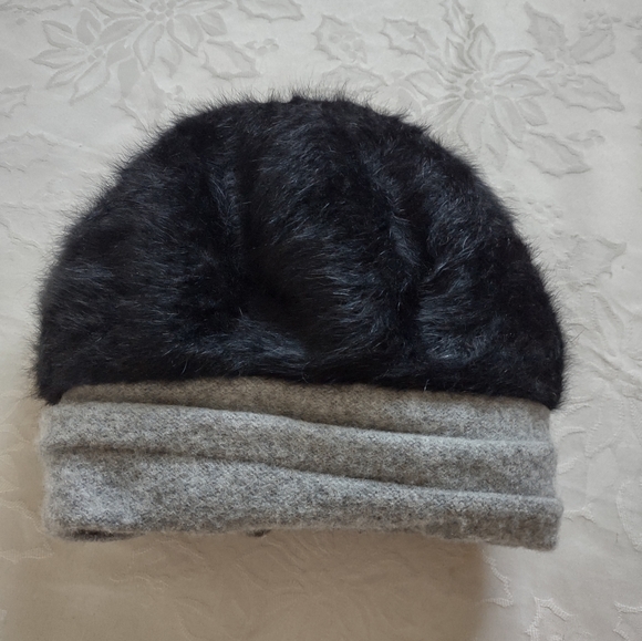 Angora Wool Blend Black and Gray Hat main image 7